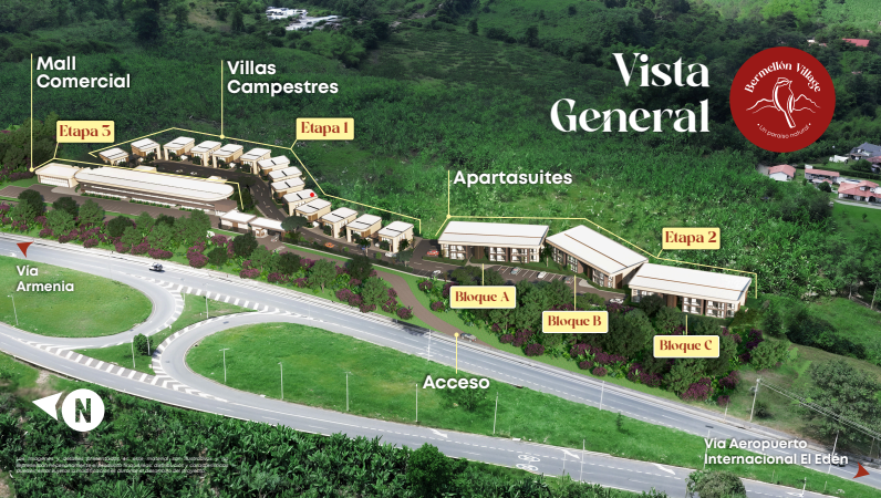 Espectacular Proyecto de Villas Campestres, Apartasuites y Locales Comerciales Vía al Club Campestre de Armenia