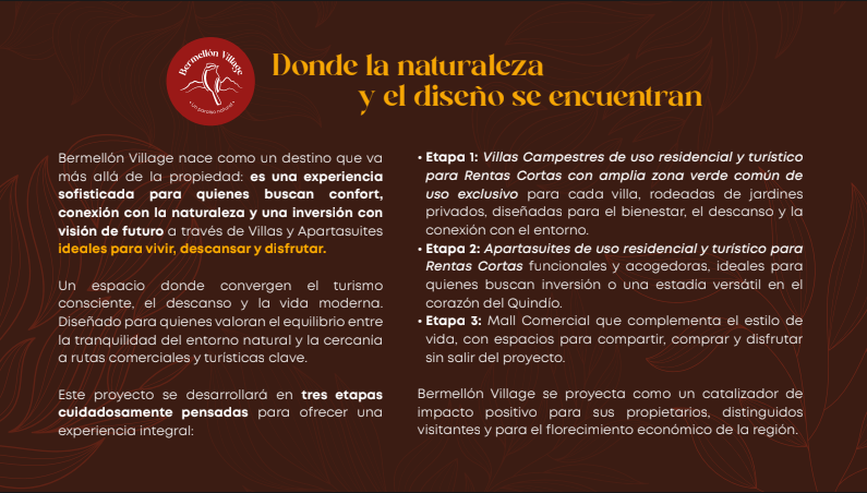 Espectacular Proyecto de Villas Campestres, Apartasuites y Locales Comerciales Vía al Club Campestre de Armenia
